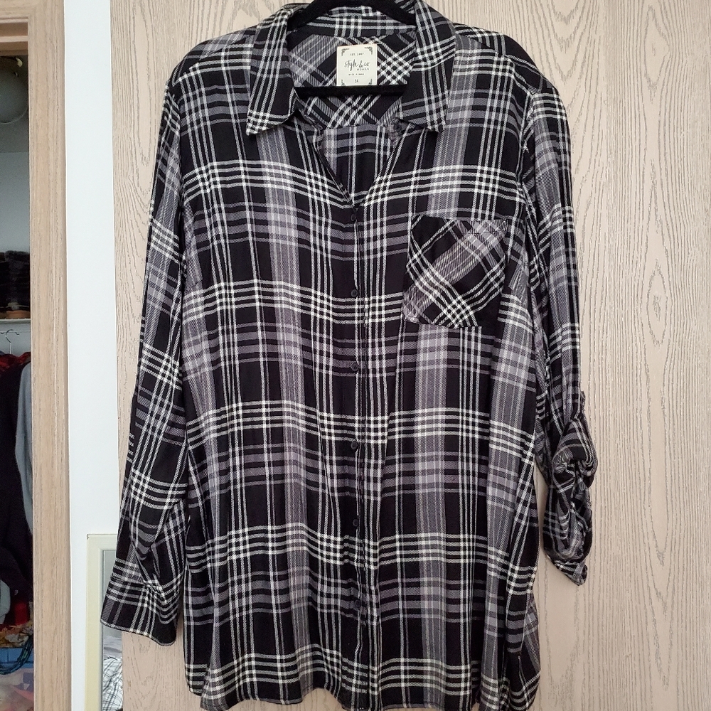 Style & Co. Plaid button  up